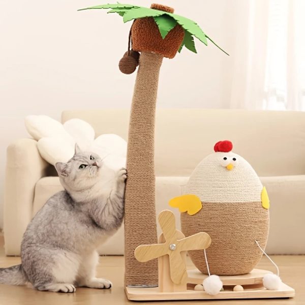 coconut sisal cat tree with chicken shaped scratching post 12
