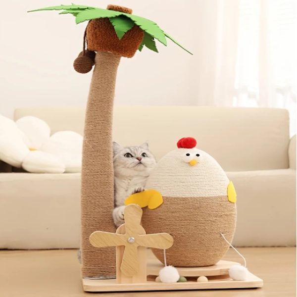 coconut sisal cat tree with chicken shaped scratching post 13