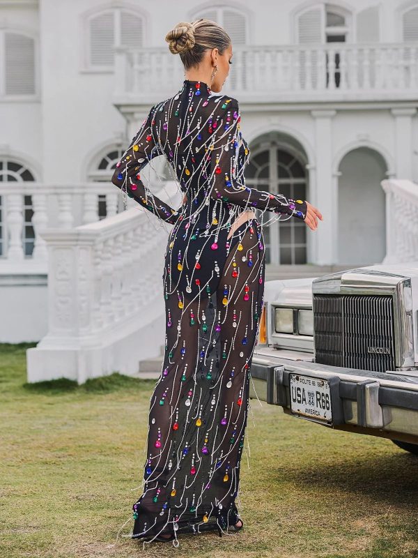 corvina fringe embellished mesh maxi dress 16