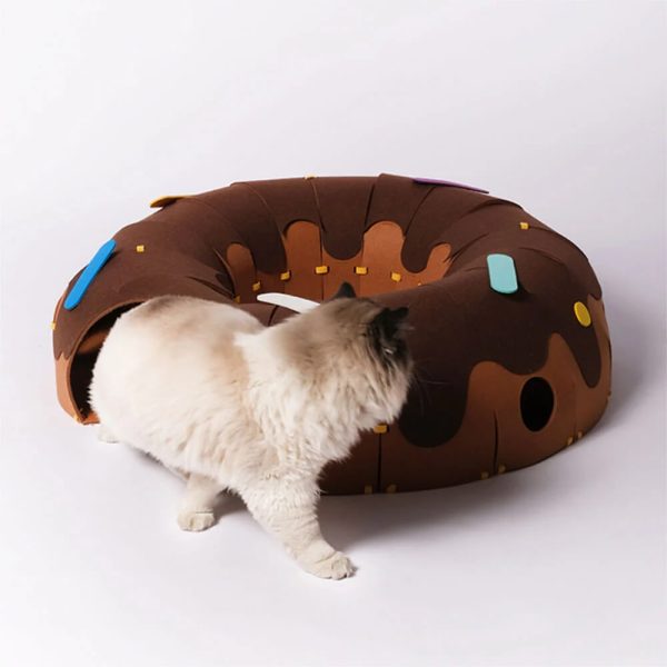 donut shaped felt play tunnel for cats 12