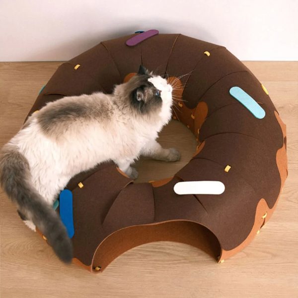 donut shaped felt play tunnel for cats 14