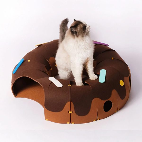 donut shaped felt play tunnel for cats 15