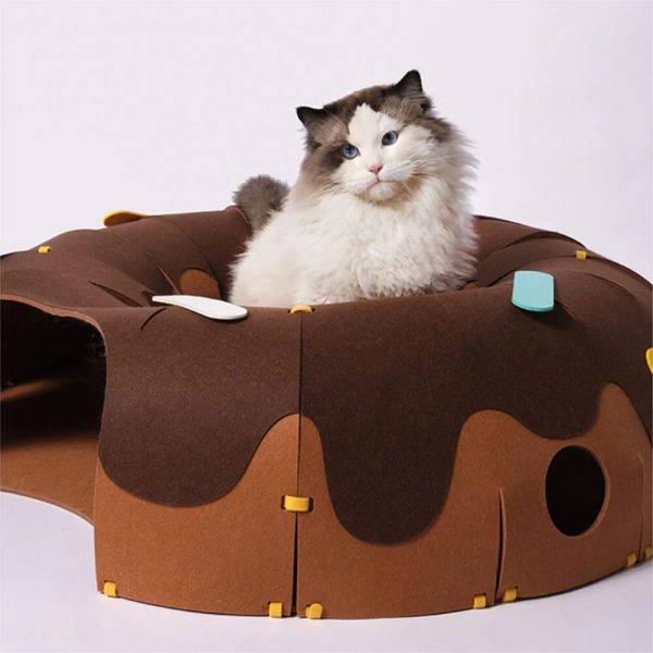 donut shaped felt play tunnel for cats 16