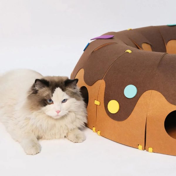 donut shaped felt play tunnel for cats 19