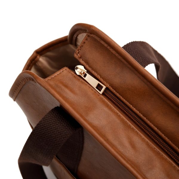 fashionable pu leather pet carrier tote bag with adjustable straps 15