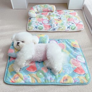 fruit print cooling ice silk dog & cat mat with pillow 11
