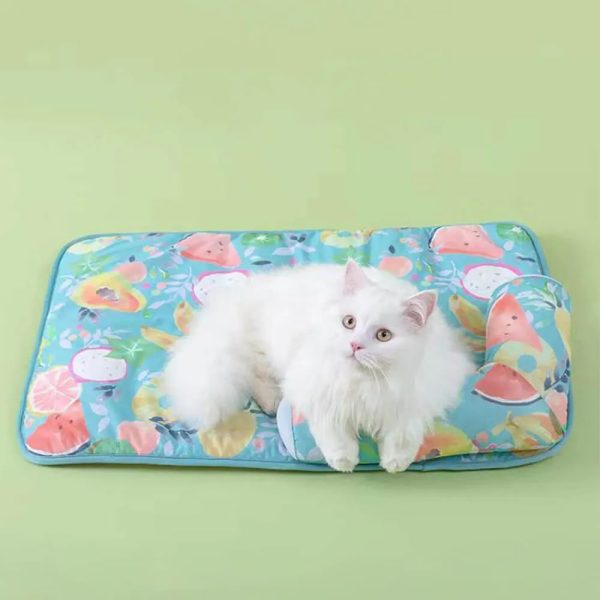 fruit print cooling ice silk dog & cat mat with pillow 18