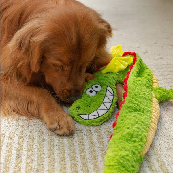interactive crinkle dragon tug toy for dogs 16