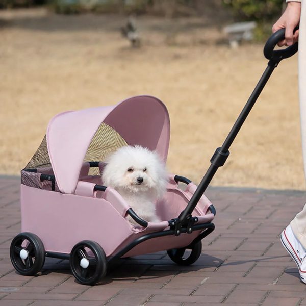 lightweight compact foldable pet stroller with sunshade canopy 13