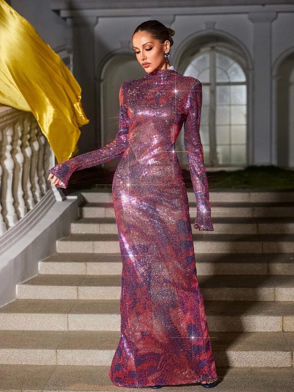 nebraska ombre long sleeve hooded maxi dress in red purple 14