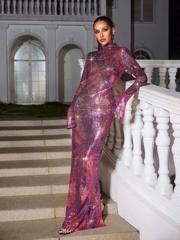 nebraska ombre long sleeve hooded maxi dress in red purple 15