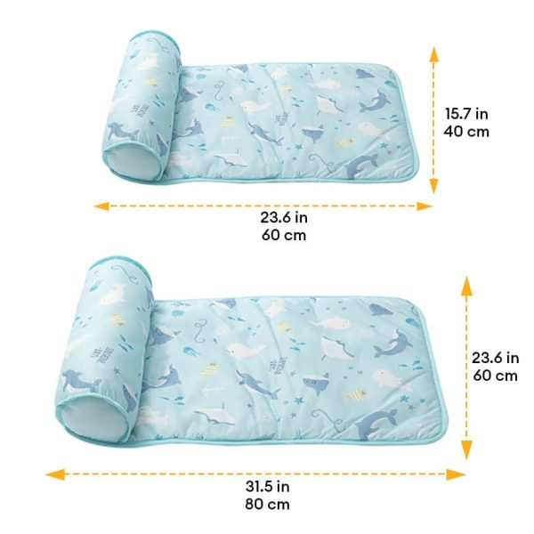 ocean series ice silk breathable cooling dog mat with pillow 16