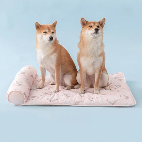 ocean series ice silk breathable cooling dog mat with pillow 20