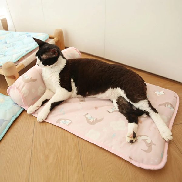 ocean series ice silk breathable cooling dog mat with pillow 23