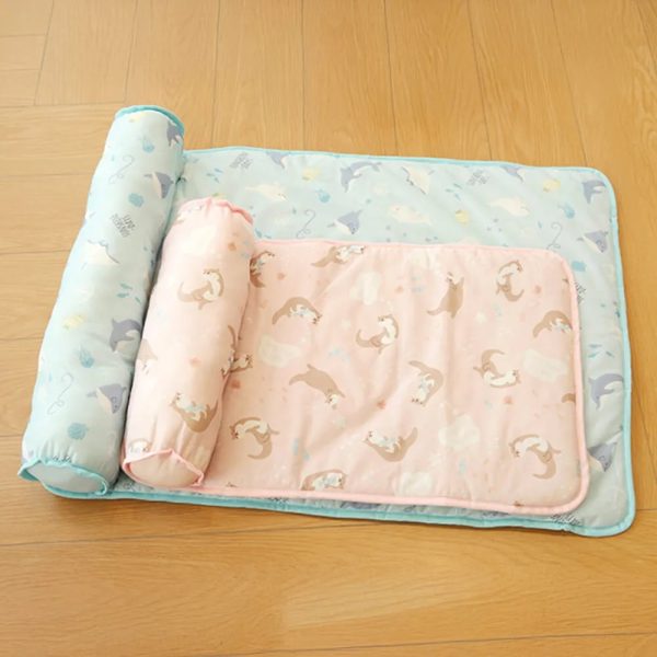 ocean series ice silk breathable cooling dog mat with pillow 24