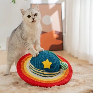planet sisal cat scratcher with hanging ball 11