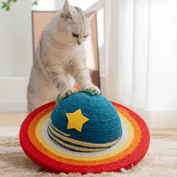 planet sisal cat scratcher with hanging ball 12