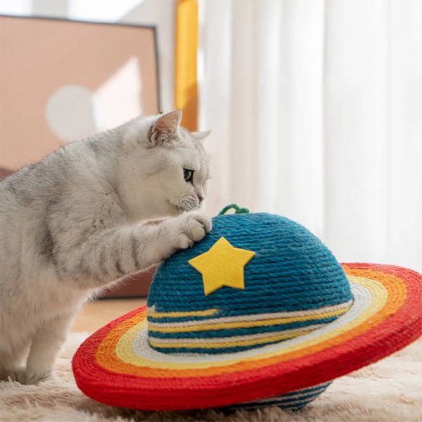 planet sisal cat scratcher with hanging ball 17