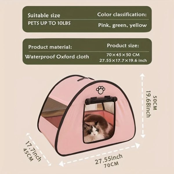 portable foldable paw print oxford cloth pet tent 15