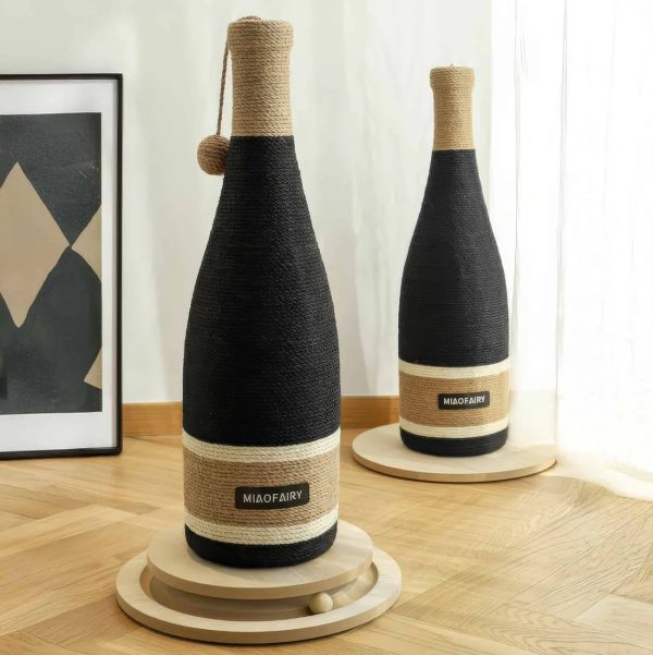 stylish wine bottle cat scratching post with base 12