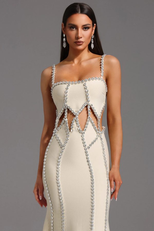 wanda spaghetti crystal cutout bandage dress 12