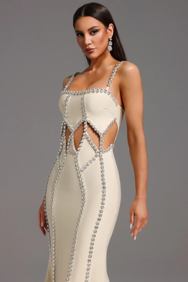 wanda spaghetti crystal cutout bandage dress 13
