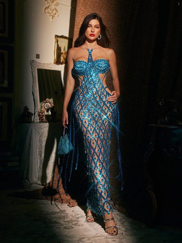 diego halterneck embellished mesh maxi dress in blue 12