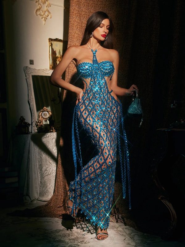 diego halterneck embellished mesh maxi dress in blue 14
