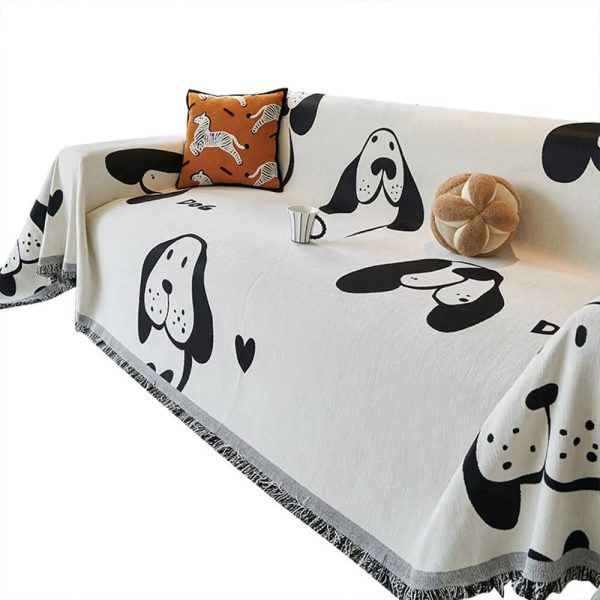 dog & cat patterns cozy chenille throw sofa cover 21