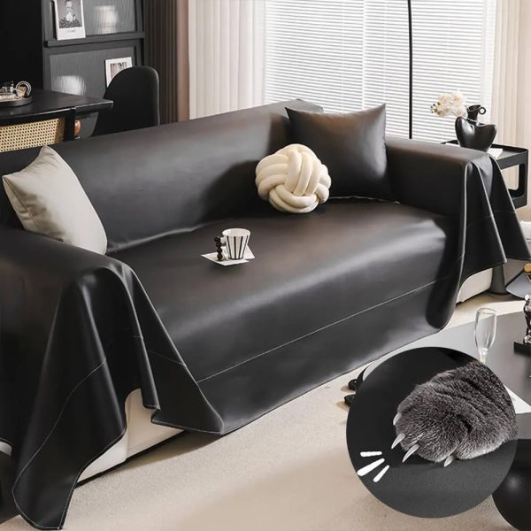 modern faux leather anti scratch throw sofa cover 12
