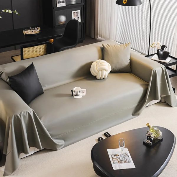 modern faux leather anti scratch throw sofa cover 17