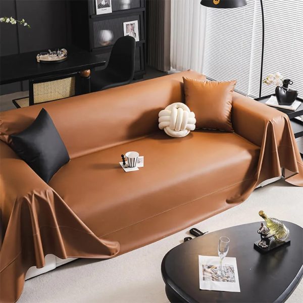 modern faux leather anti scratch throw sofa cover 18