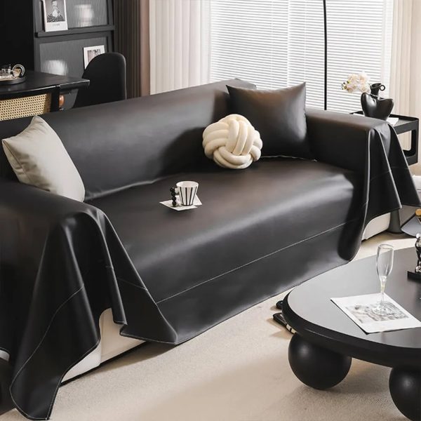 modern faux leather anti scratch throw sofa cover 19