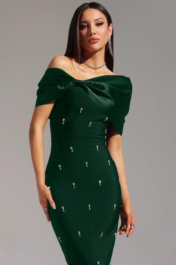 palez sleeveless one shoulder diamond bow bandage maxi dress in green 13
