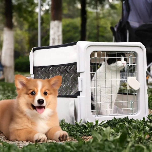 breathable foldable hard shell pet carrier crate for cats & small dogs 15