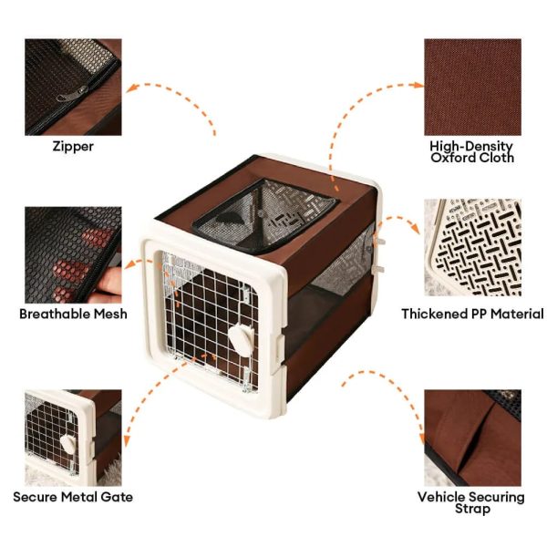 breathable foldable hard shell pet carrier crate for cats & small dogs 16
