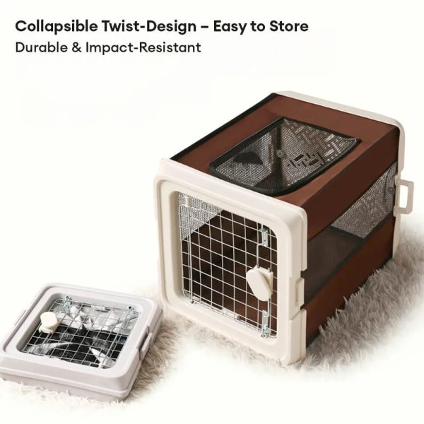 breathable foldable hard shell pet carrier crate for cats & small dogs 17