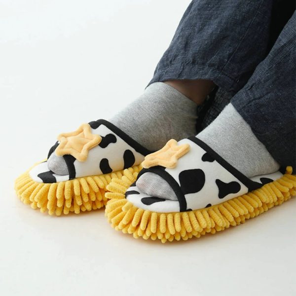 cow print plush pet bed & matching slippers set 15