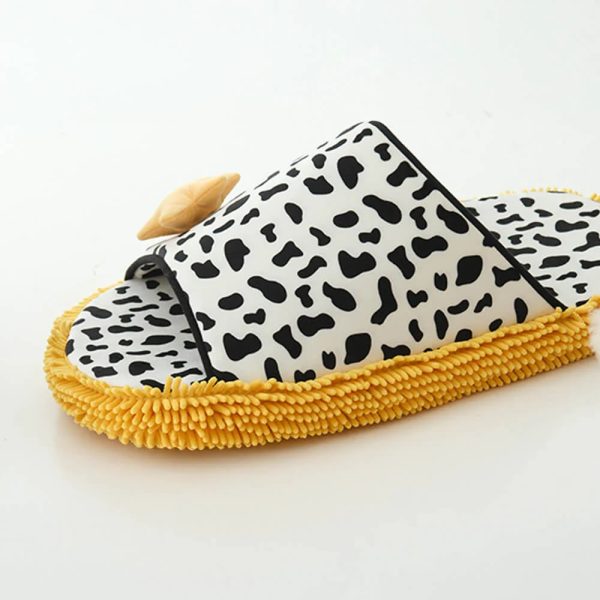 cow print plush pet bed & matching slippers set 17
