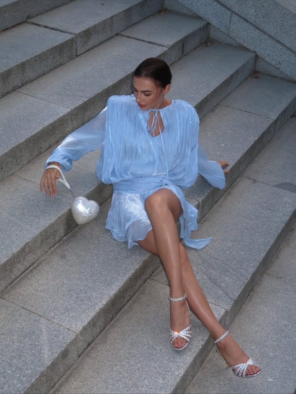 dekia long sleeve lacing mini dress in blue 20