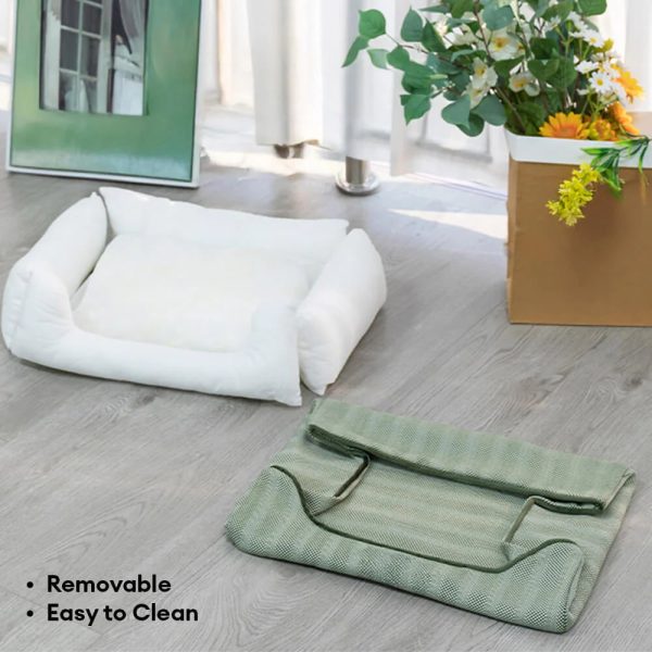 faux linen chew resistant non slip washable dog bed 17