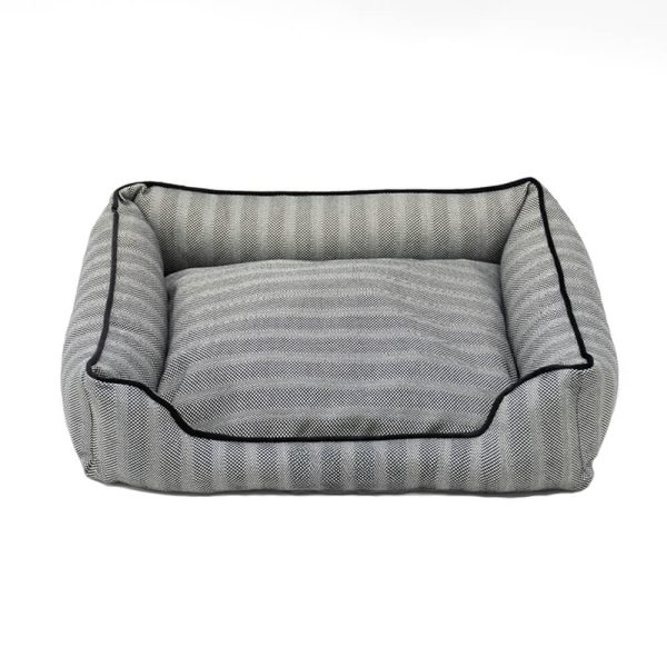 faux linen chew resistant non slip washable dog bed 21