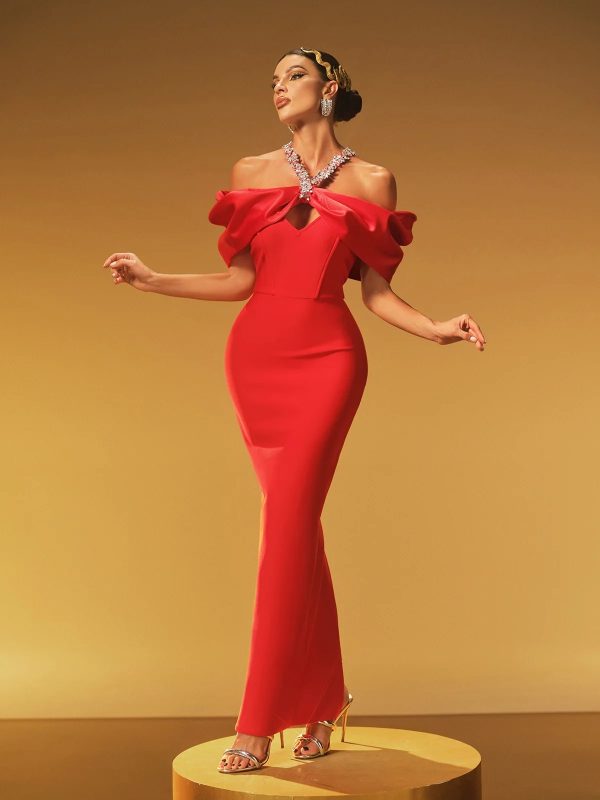hexelle halterneck crystal bandage dress 14