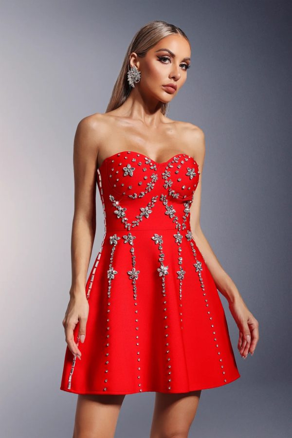 hoshi strapless diamond bandage mini dress 13