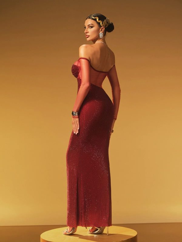 hyria off shoulder rhinestone maxi dress 16