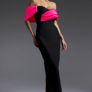 lala off the shoulder bandage maxi dress rose red 11