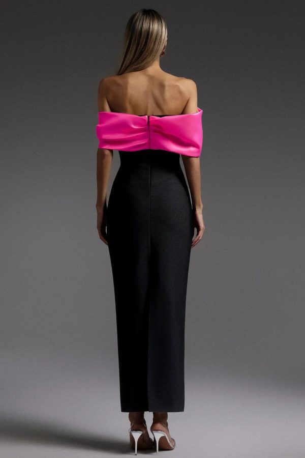 lala off the shoulder bandage maxi dress rose red 15