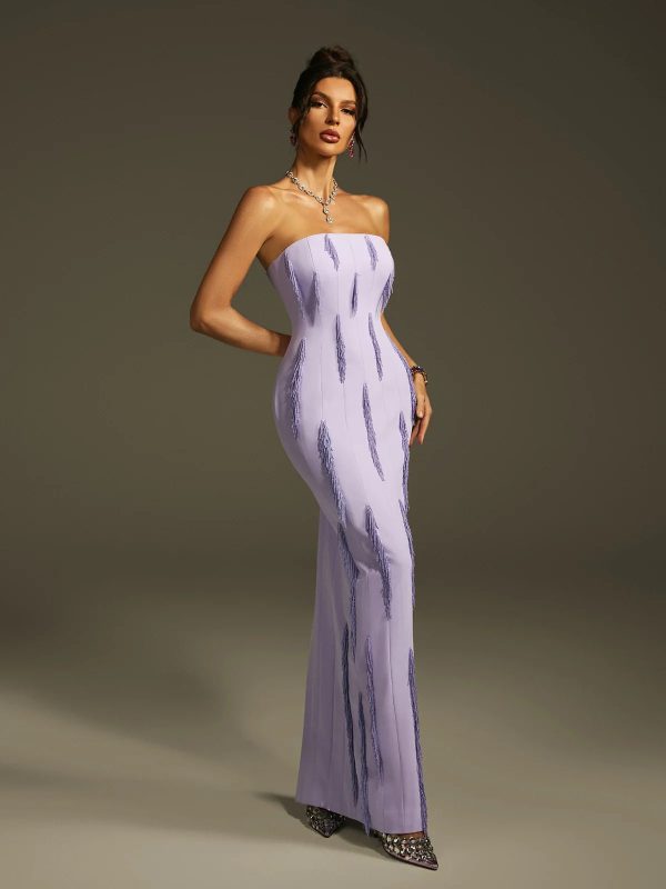 lanica strapless beaded fringe maxi dress 14