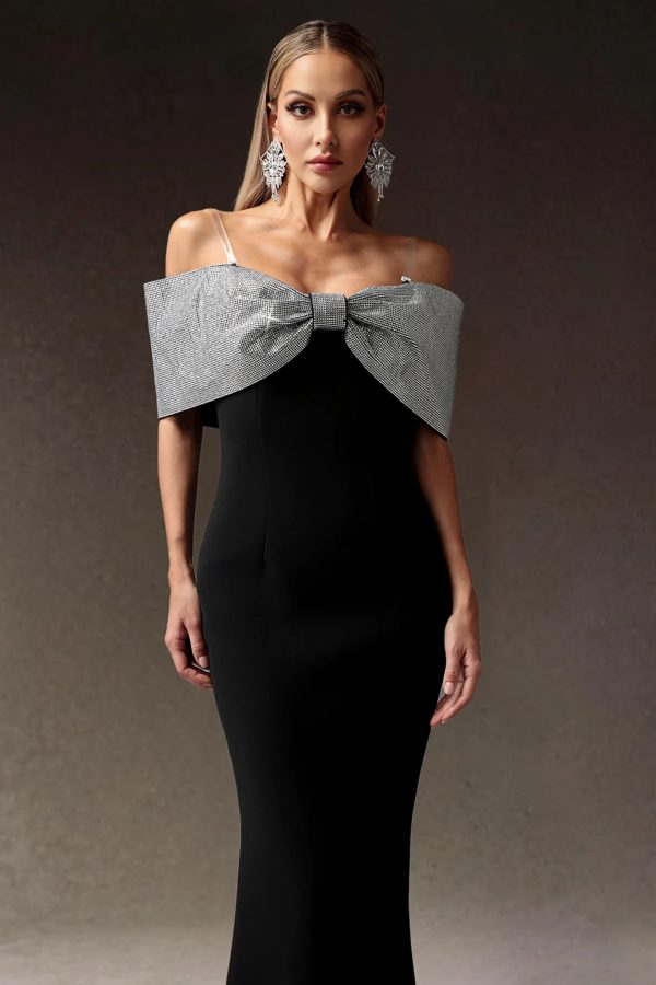 liopa bow diamond off shoulders maxi dress 12