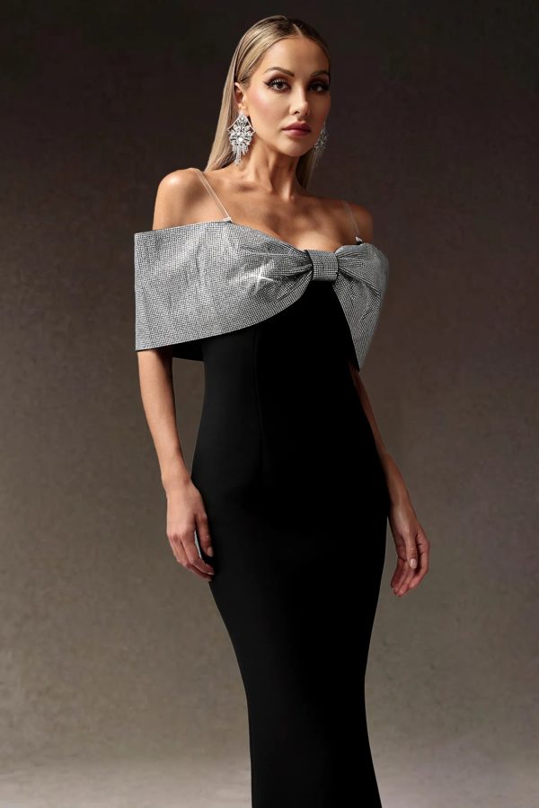 liopa bow diamond off shoulders maxi dress 13